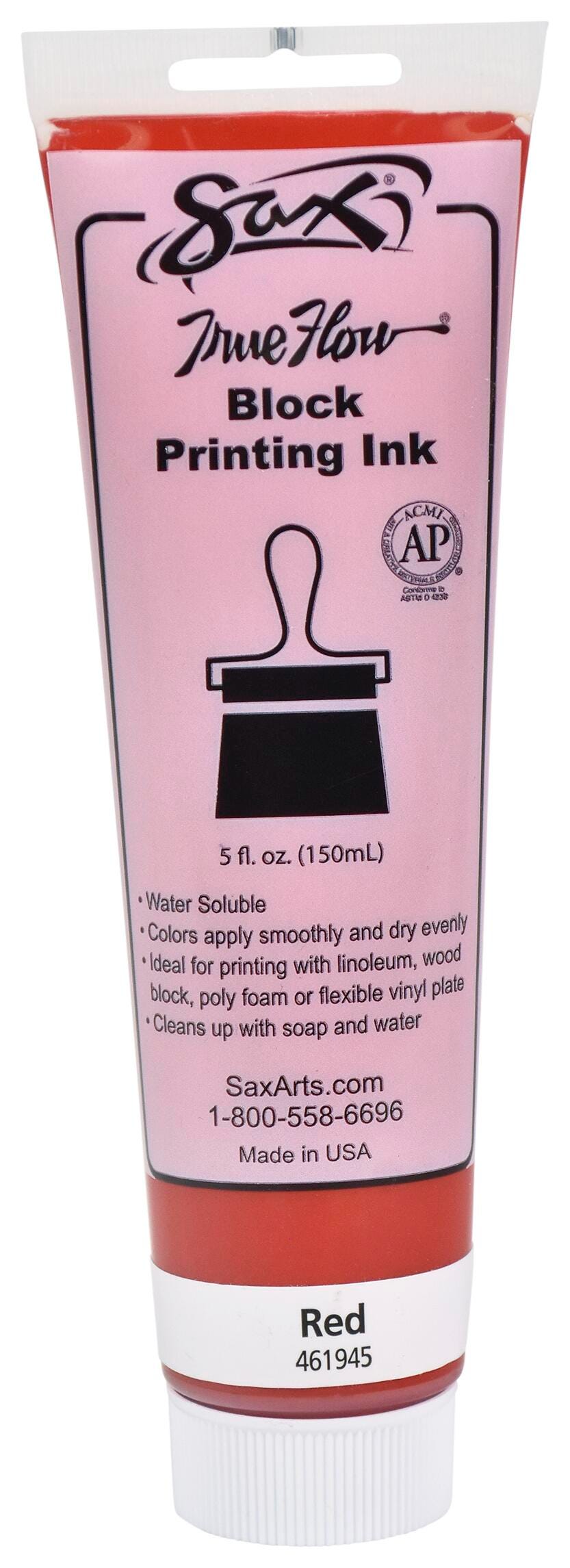 Sax Water Soluble Block Printing Ink, 5 Ounce Tube, Primary Red 461945